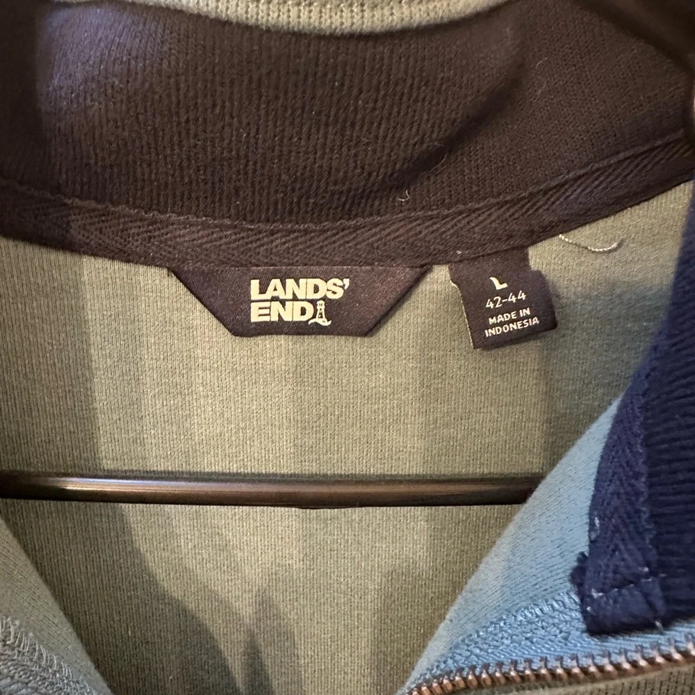 Lands' End Men's Teal Zip-Up Sweater